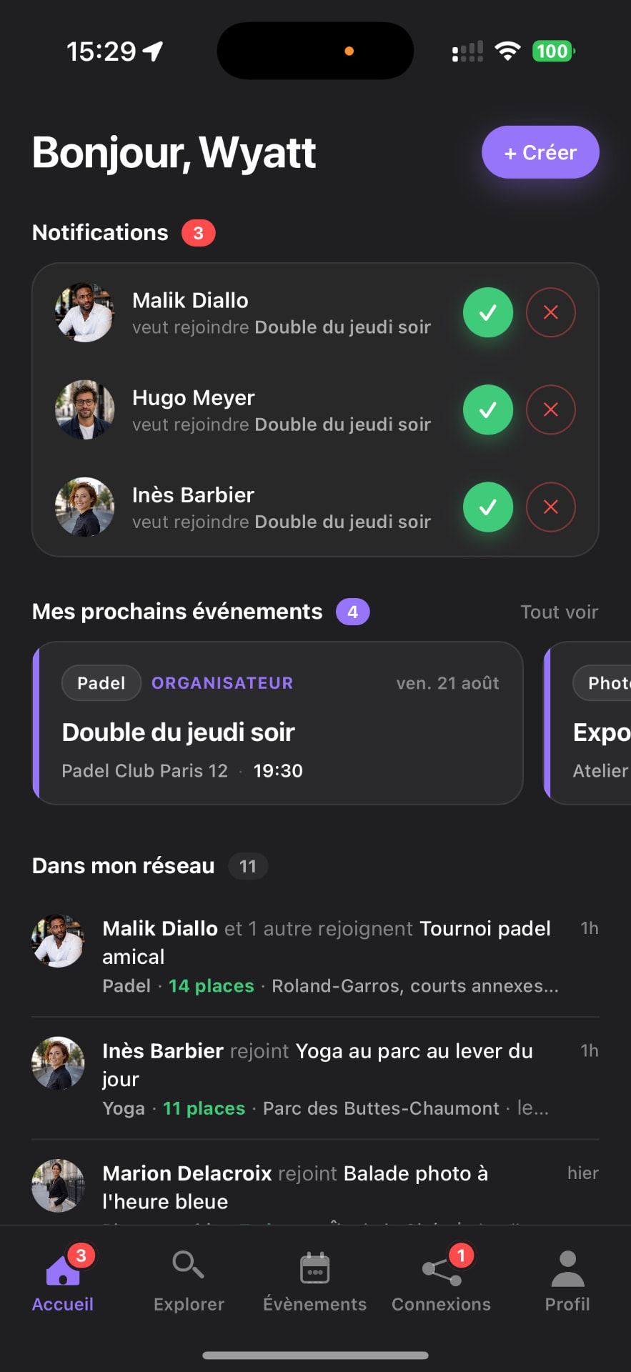 Écran Accueil de l'application Wyterabyt